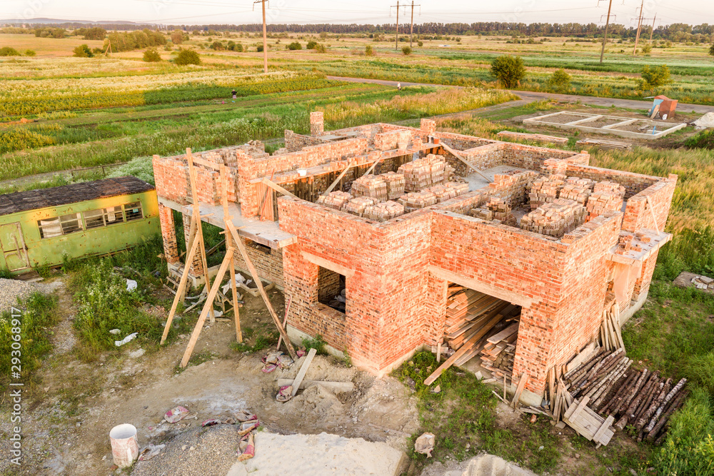 aerial-view-of-building-site-for-future-house-brick-basement-floor-and