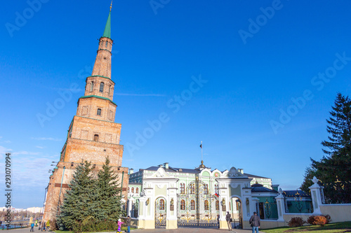 The leaning tower (Syuyumbike) in the Kazan Kremlin. Kazan city, Tatarstan republic, Russia. photo