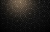 Dim light on black lace round pattern. Luxury guipure material dark background texture.