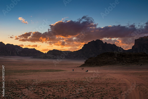  Red sunset clouds at Wadi Rum desert, southern Jordan