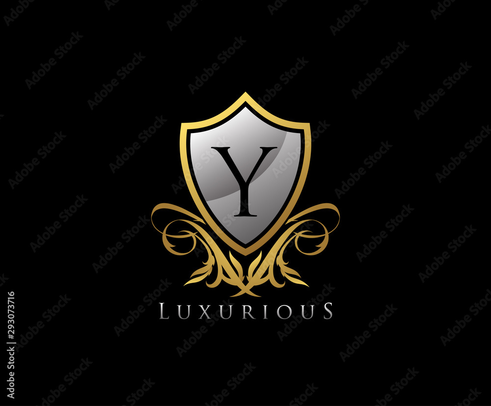 Classy Shield Letter Y Gold Letter Logo Icon. Classy Shield Letter Y Gold Letter Logo Icon.