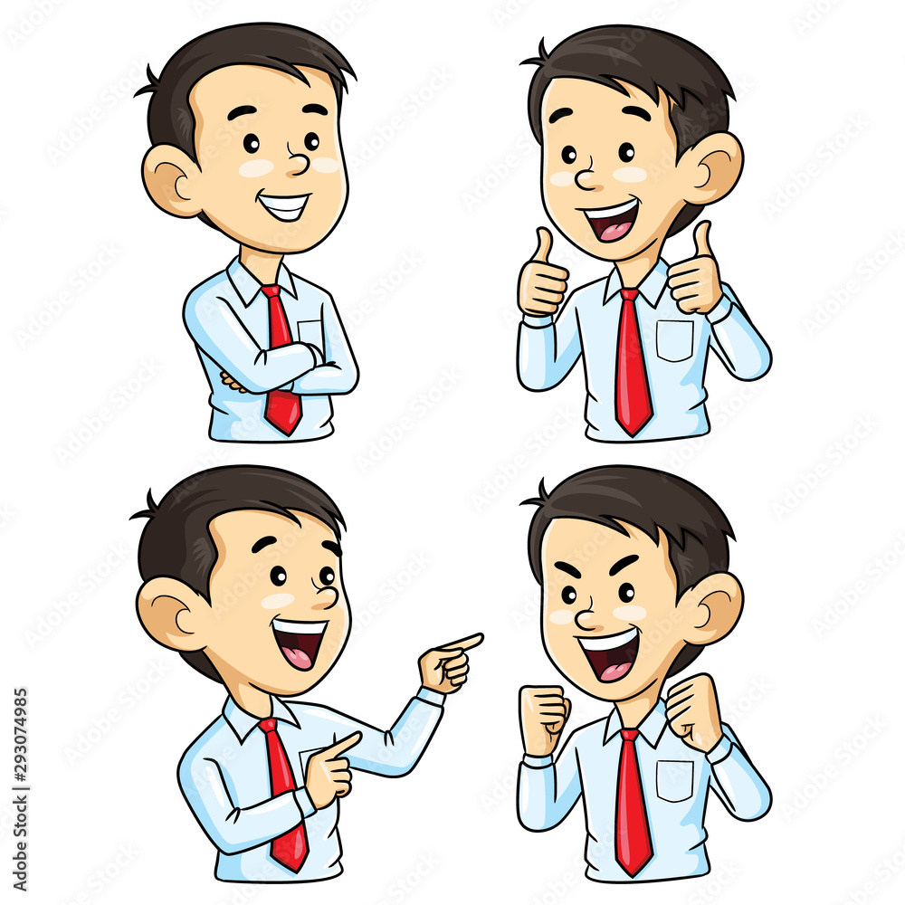 Business man cartoon character with different gesture. Business man cartoon character with different gesture.