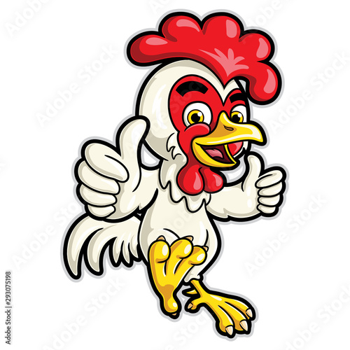 Chicken Cartoon Character with Two Thumbs
