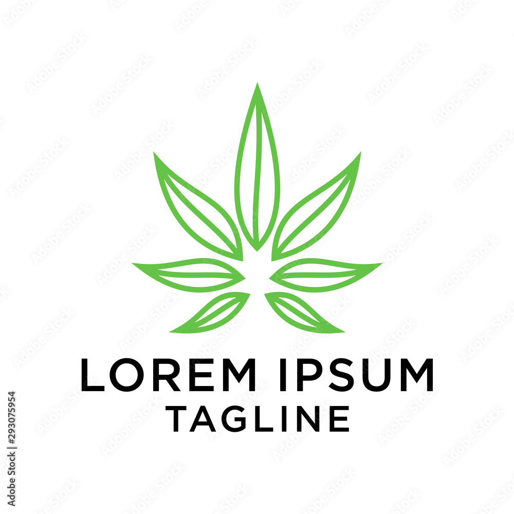 cannabis line art logo template
