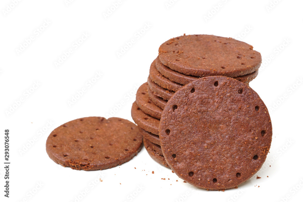 Chocolate cookies isolated on white background Chocolate cookies isolated on white background
