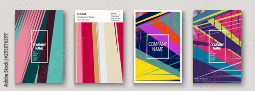 Modern cover collection design. Abstract retro 90s style texture of colorful neon lines. Striped trends background. Future geometric patterns. Design presentations, print, flyer, business cards