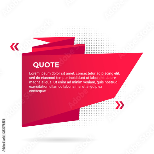 Big ribbon with quote text space vector illustration isolated on white background. Quotation remark, mention frame like speech bubble or callout text template concept