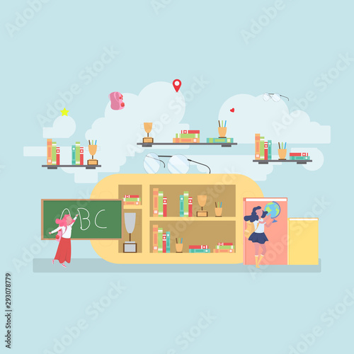Back to school education concept with background full of lesson stationery and study supplies