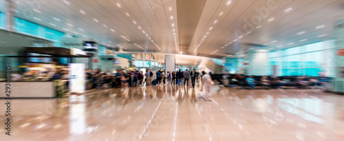 Airport inside with motion blur, motion effect
