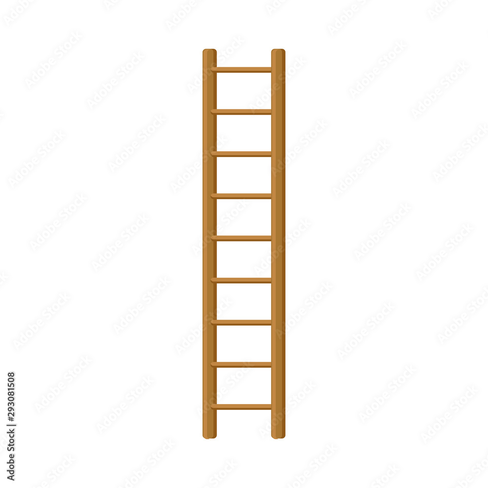 Light Wooden Step Ladder Straight Vector Illustration