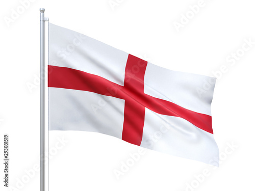 England flag waving on white background, close up, isolated. 3D render