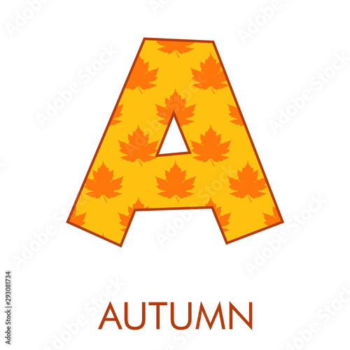 Logotipo letra A con patrón con hojas de árbol en color naranja