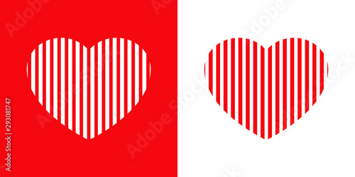 Logotipo con corazón con líneas verticales en rojo y blanco