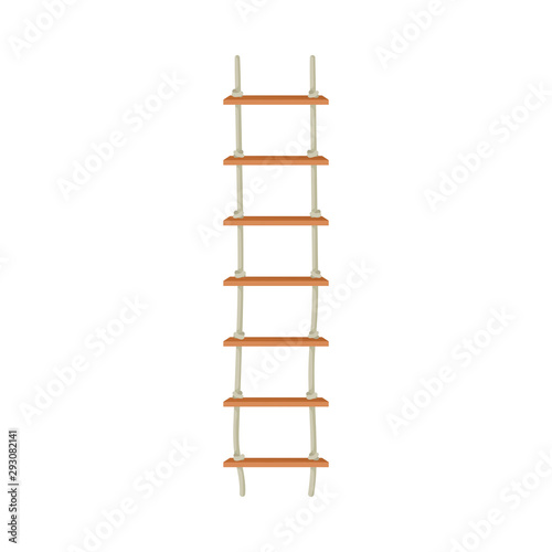 Rope Ladder Hanging From Above With Wooden Step Vector Illustration