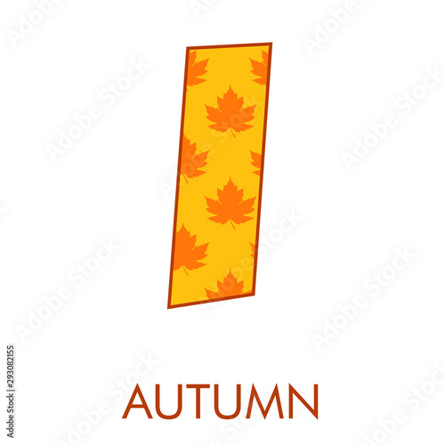 Logotipo letra I con patrón con hojas de árbol en color naranja