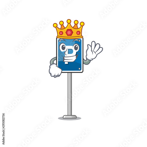 King parking sign character shape the cartoon