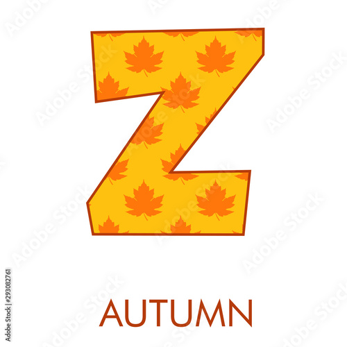 Logotipo letra Z con patrón con hojas de árbol en color naranja
