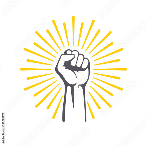 Fist male hand, proletarian protest symbol. Power sign.