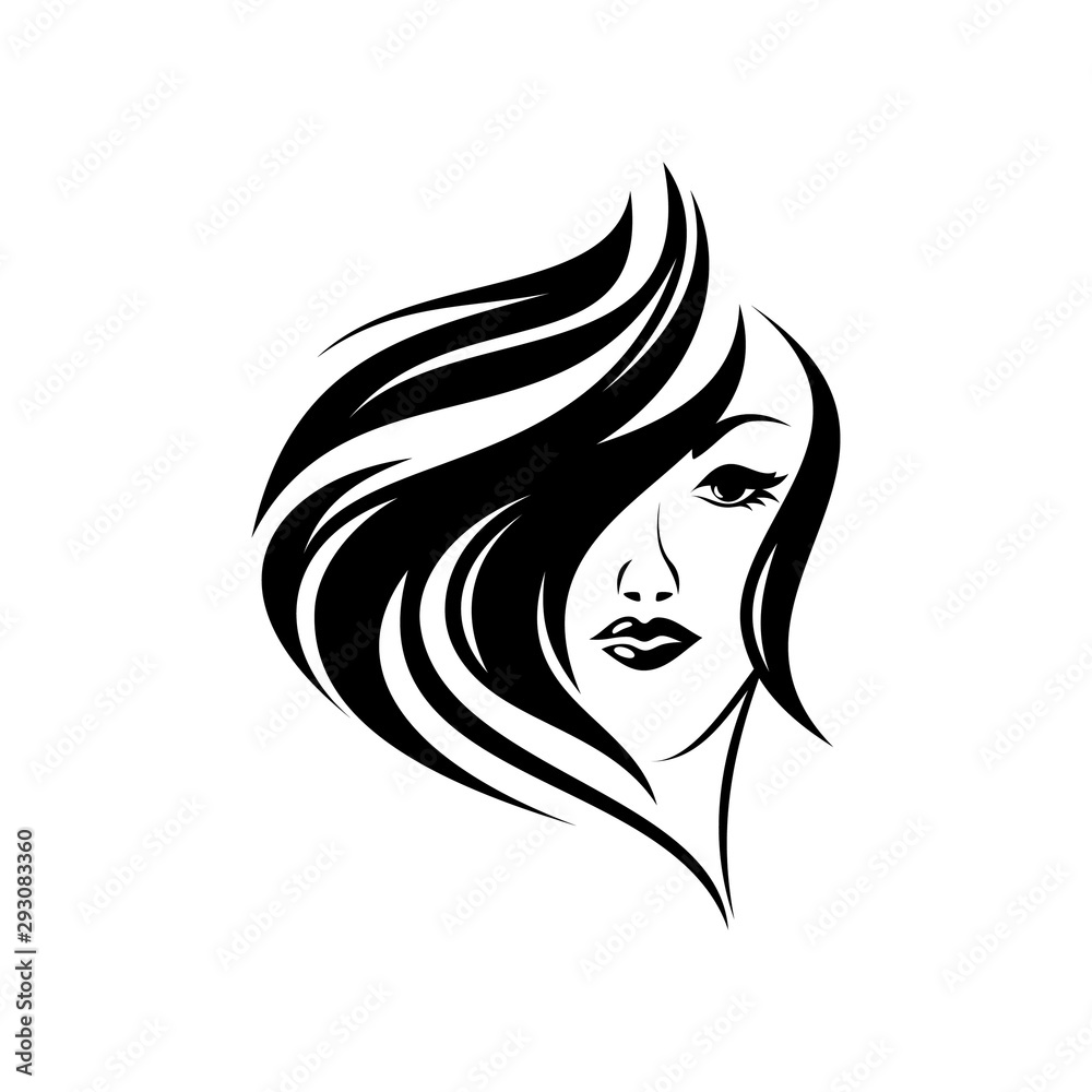 vector closeup portrait of a women with curly hair style vector closeup portrait of a women with curly hair style