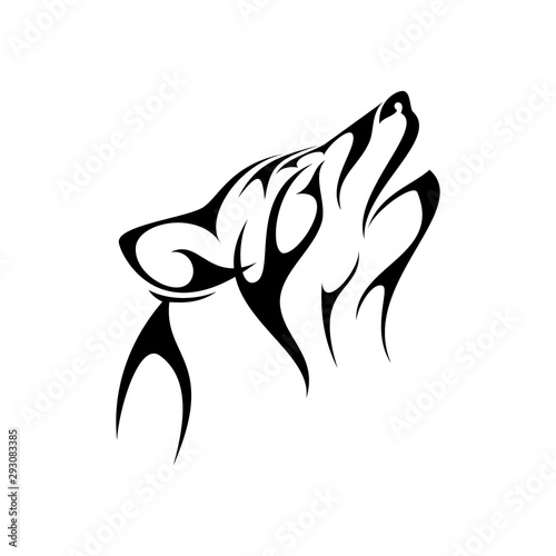 Tribal design vector of wolf head isolated on white background