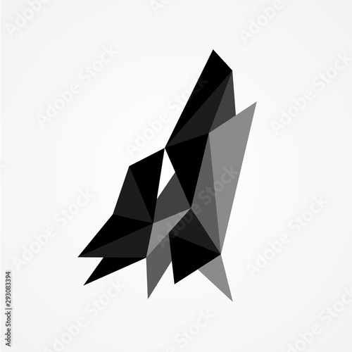Geometric design vector of head wolf roar isolated on white background