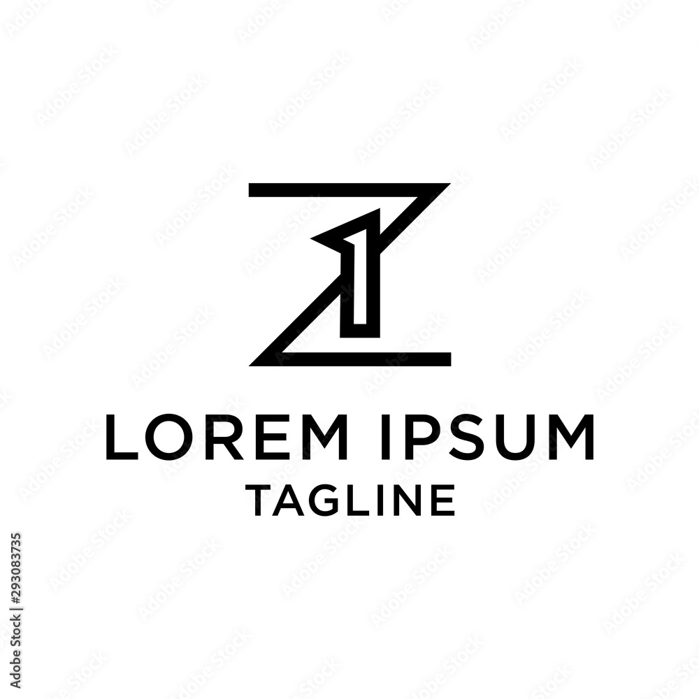 Initial letter and number logo, Z and 1, Z1, 1Z, line logo design template Initial letter and number logo, Z and 1, Z1, 1Z, line logo design template