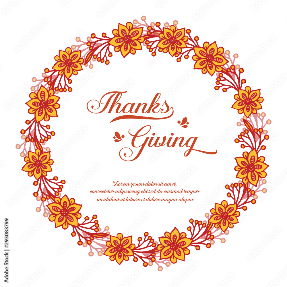 Text greeting card of thanksgiving, with artwork of autumn leaf frame. Vector Text greeting card of thanksgiving, with artwork of autumn leaf frame. Vector