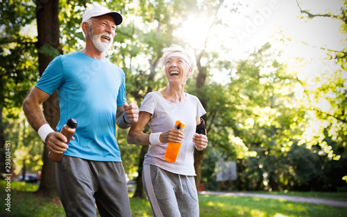 Active senior couple engaging in healthy sports activies