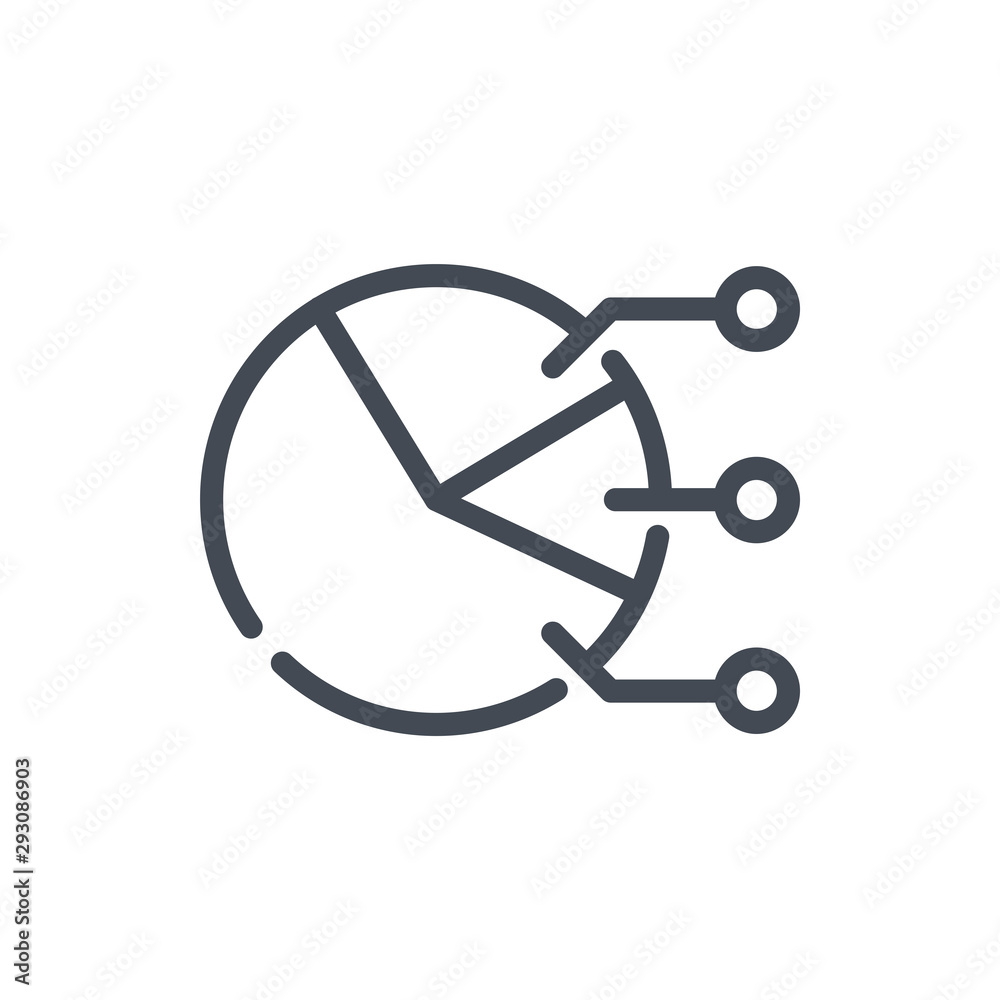 Pie chart line icon. Finance graph vector outline sign.