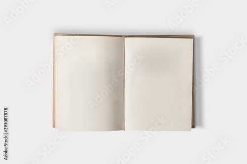 Old book with blank stained pages. Old texture. Cover mockup 