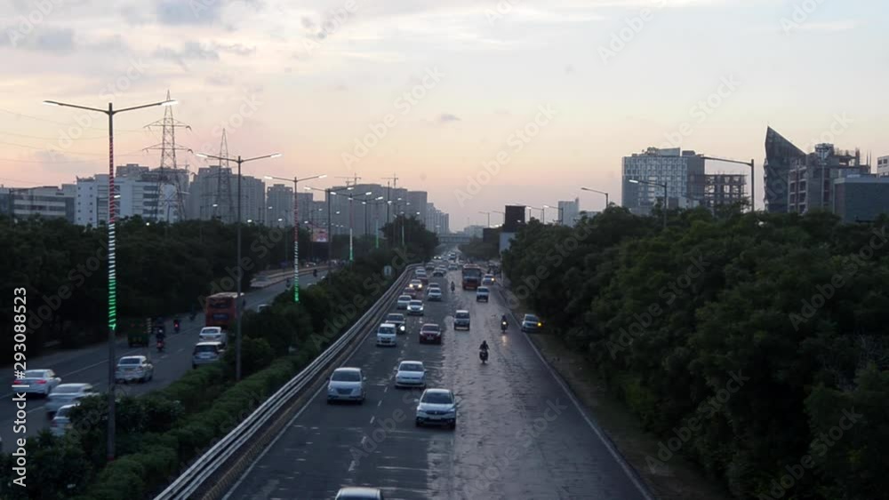 Noida to Greater Noida Expressway during sunset Noida to Greater Noida Expressway during sunset