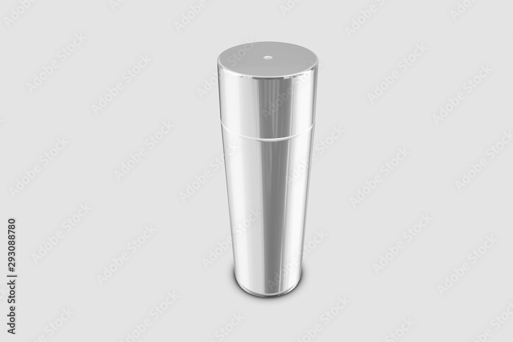 3d illustration blank aluminum spray can. Template metalllic hairspray, deodorant bottle 3d illustration blank aluminum spray can. Template metalllic hairspray, deodorant bottle