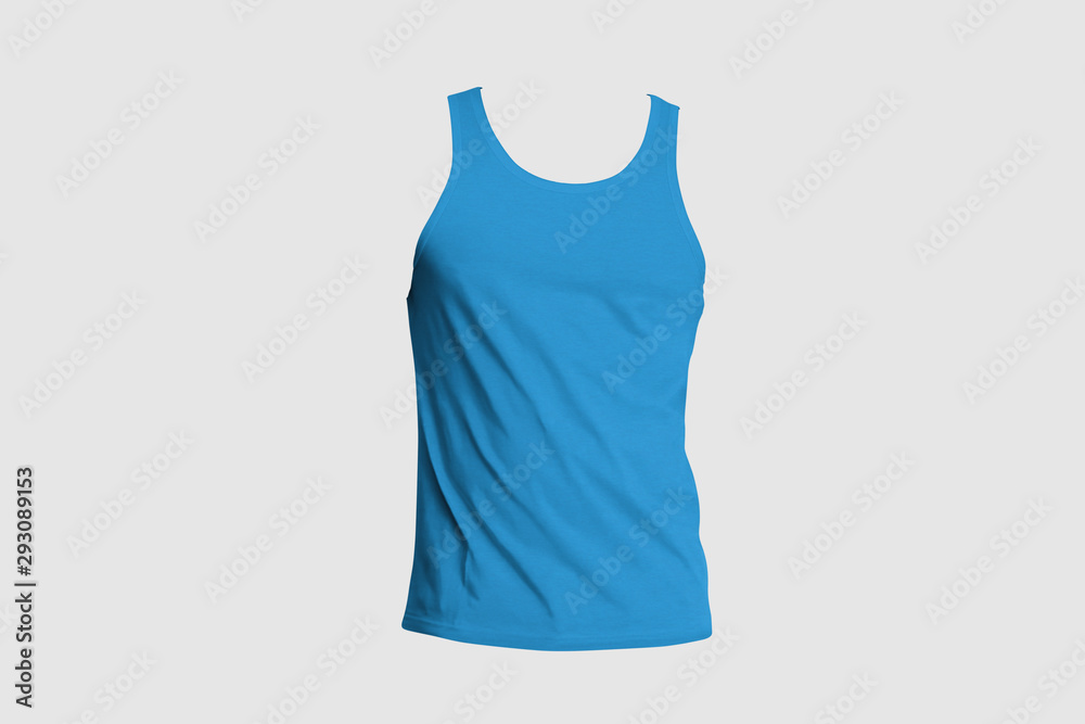 3d illustrator mans blank tank singlet. Male shirt without sleeves. T-shirt front of mock up 3d illustrator mans blank tank singlet. Male shirt without sleeves. T-shirt front of mock up