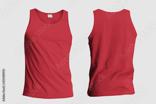 3d illustrator mans blank tank singlet. Male shirt without sleeves. T-shirt front of mock up 