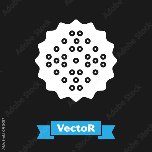 White Cracker biscuit icon isolated on black background. Sweet cookie. Vector Illustration