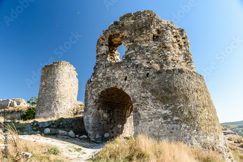 Crimea, Inkerman, September 12, 2019: the mountaintop cave city of Kalamita