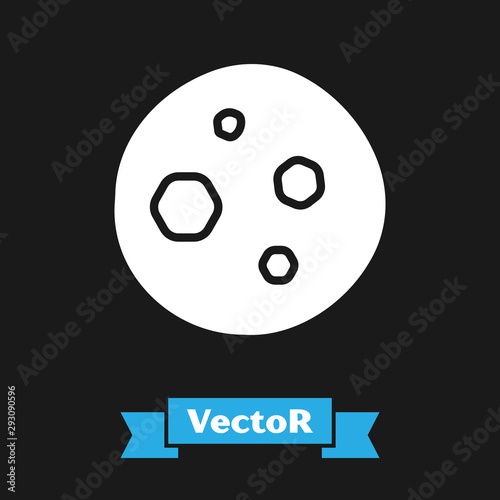 White Cookie or biscuit with chocolate icon isolated on black background. Vector Illustration