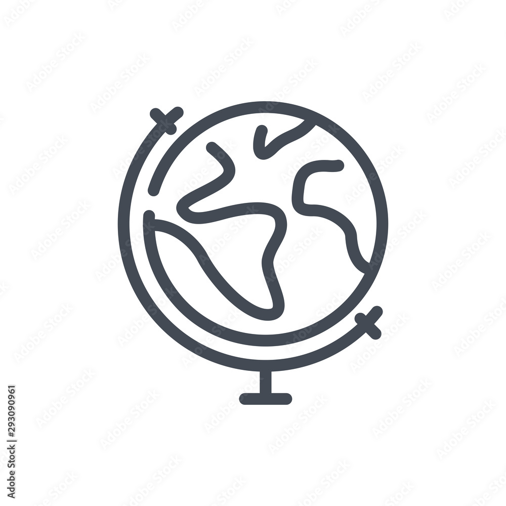 Earth globe line icon. Study planet stand vector outline sign. Earth globe line icon. Study planet stand vector outline sign.