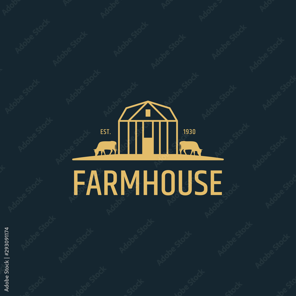 Farm House concept with farm landscape logotype. Logo design ...
