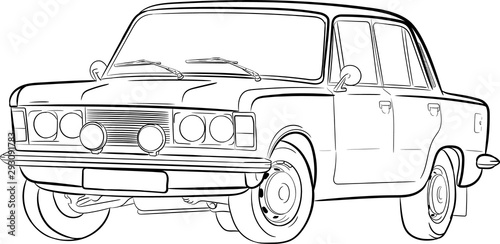 szkic, car sketch, samochód, auto, duży fiat, fiat 125p