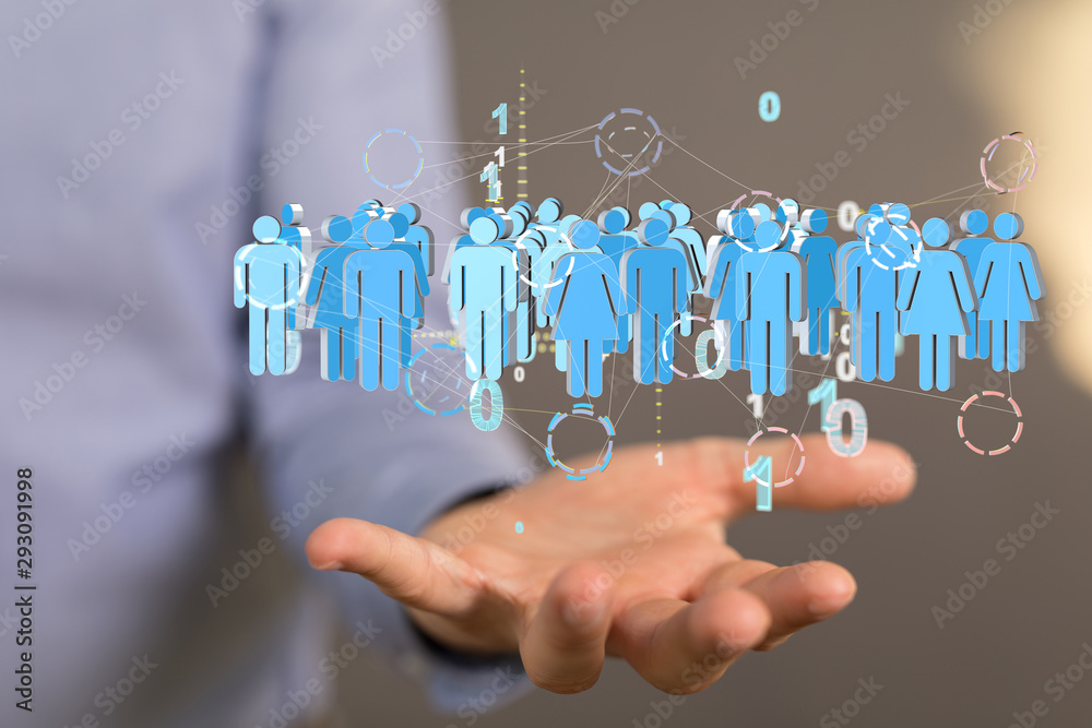 Business Man Hand Writing Social Network Business Man Hand Writing Social Network