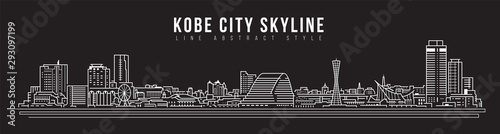 Fototapeta Cityscape Budynek panorama Linia sztuki Wektor ilustracja projektu - miasto Kobe