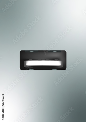 Illustration eines USB-Port/Anschluss auf silbernem Hintergrund