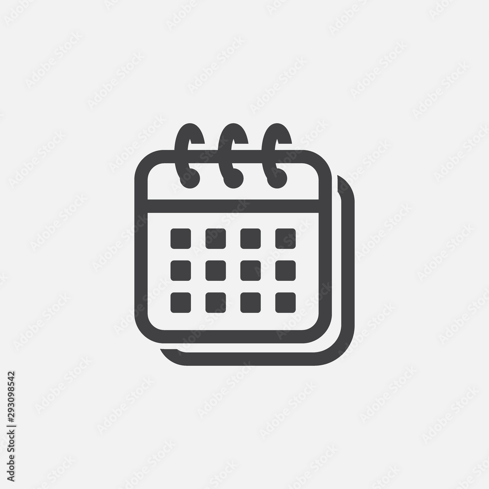 Calendar Icon in trendy flat style isolated on grey background. Calendar symbol design, logo, app, UI. Vector illustration Calendar Icon in trendy flat style isolated on grey background. Calendar symbol design, logo, app, UI. Vector illustration