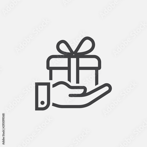 gift box linear icon logo design, gift box icon vector illustration photo