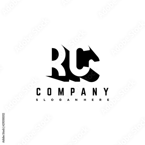 RC Letter Initial Logo Design in shadow shape design concept.