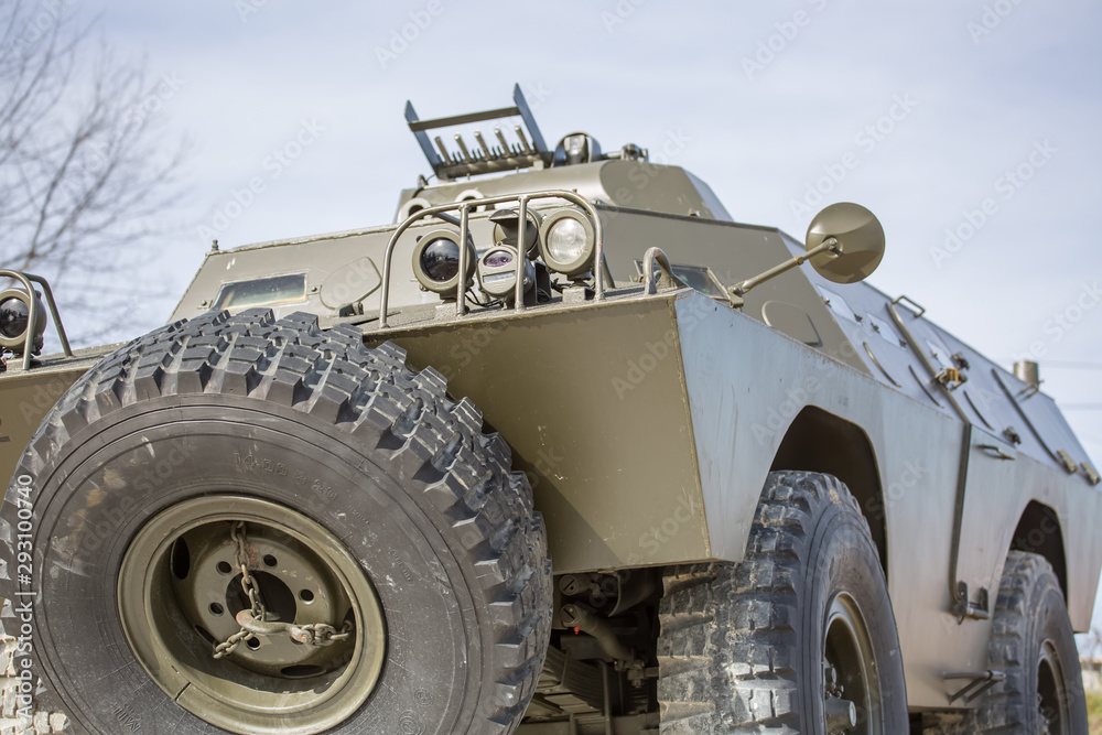 Detailed view of old armored military tank vehicle Detailed view of old armored military tank vehicle