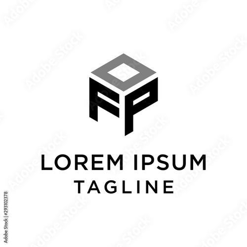 FOP, OFP, Logo With Pentagon Style And Black Color, Strong Visual Vector