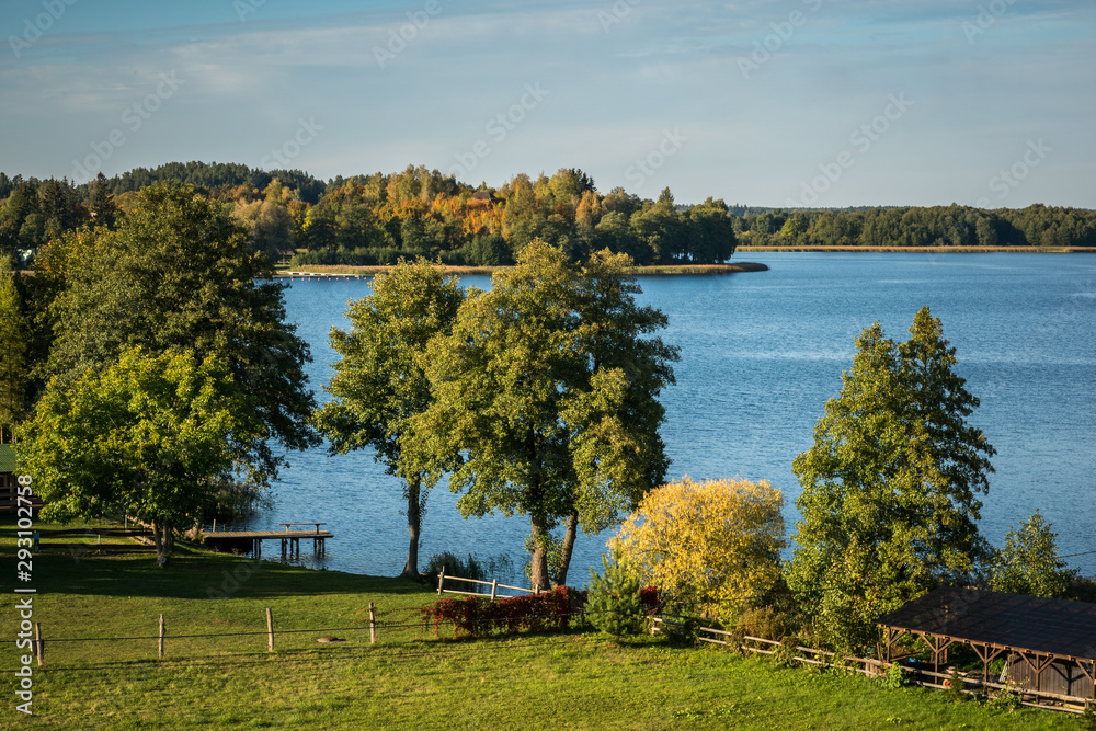 Lake Wigry in the autumn on a sunny day, Podlaskie, Poland