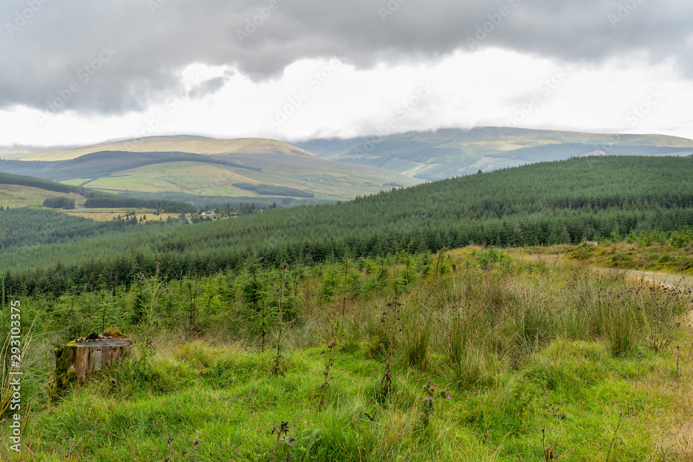 Wicklow way landscape in a cloudy day.